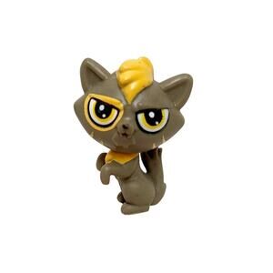 LPS Littlest Pet Shop Teensie Grey Cat Yellow Hair Tuft Figure #3793